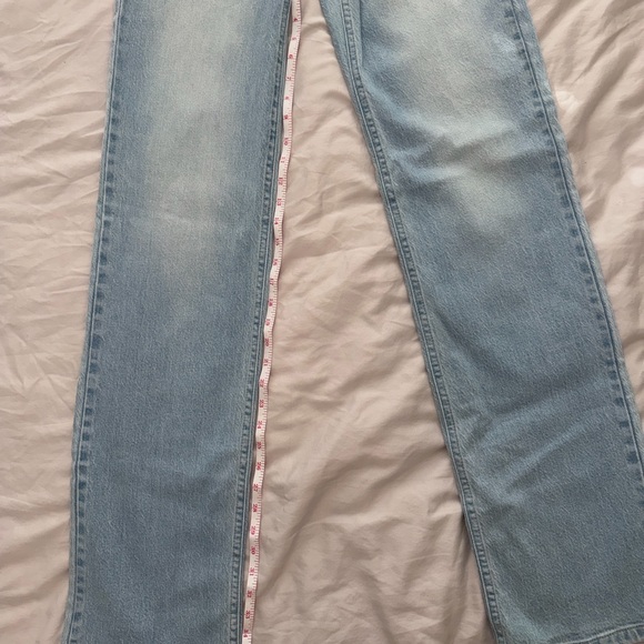 PrettyLittleThing Y2K High Rise Straight Leg Light Blue Jeans |Raw Hem| Size 4 - Picture 15 of 16